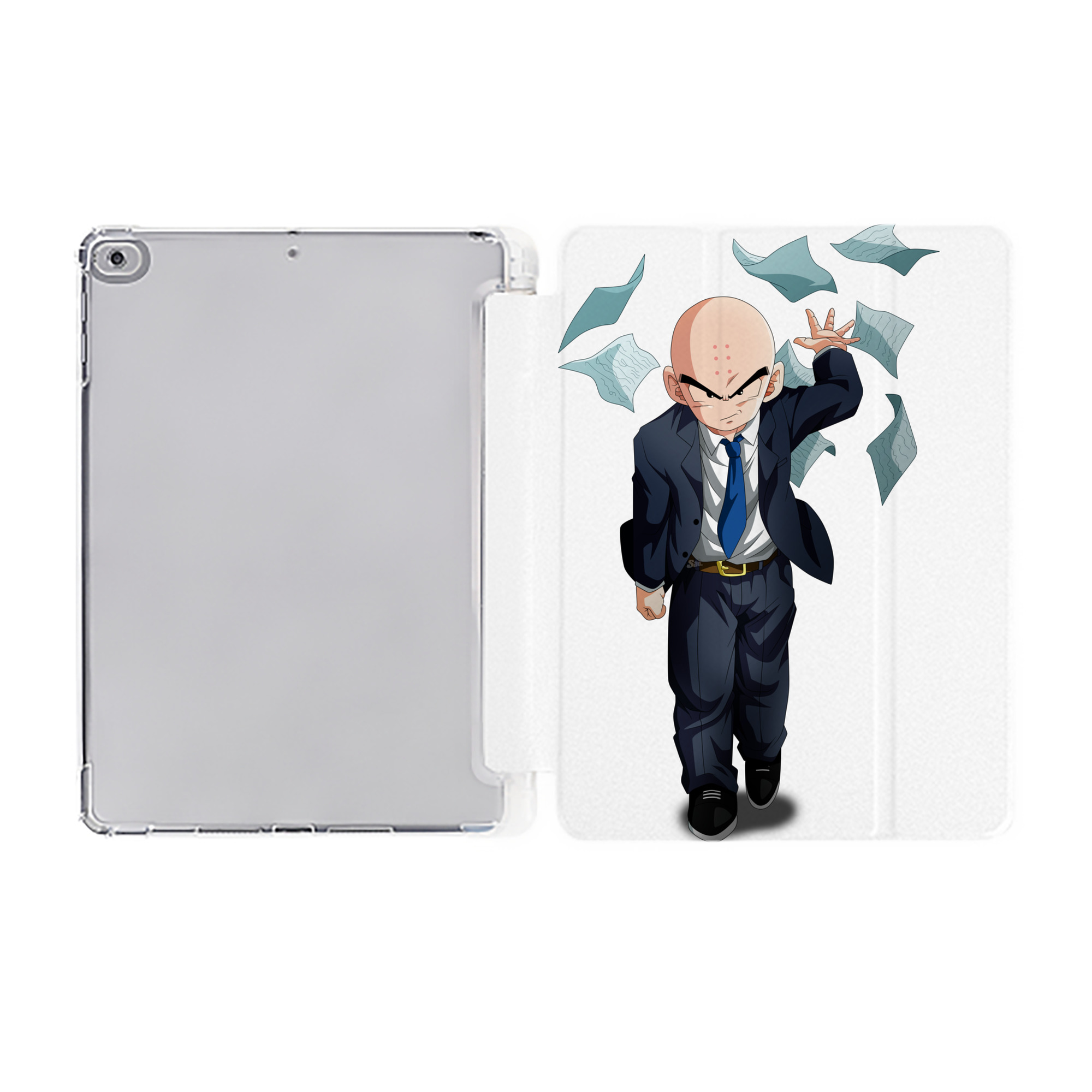 （画像用） ドラゴンボール クリリン DRAGON BALL krillin IPad ケース ペン収納付き 三つ折りスタンド PUレザー×シリコン 対応機種9.5/10.5/10.9インチ